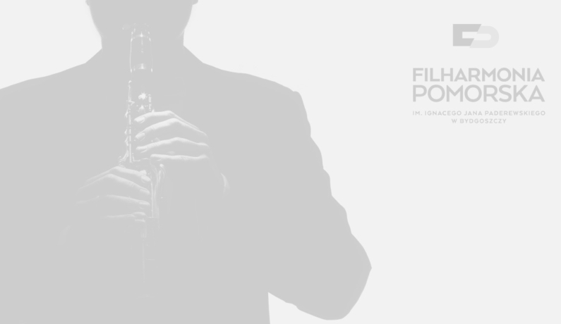 Sylwetka mężczyzny, trzymającego w dłoniach klarnet