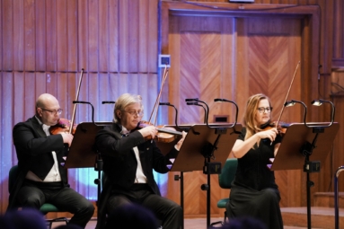 skrzypkowie z Capelli Bydgostiensis w czasie gry