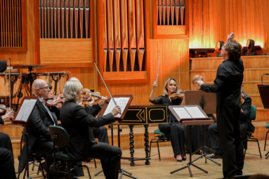 zdjęcie muzyków orkiestry kameralnej capelli bydgostiensis na estradzie filharmonii
